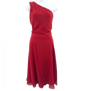 Ralph Lauren Collection Purple Label Silk Dress Womens 12 Red One Shoulder $1998